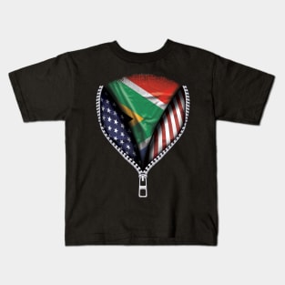 South African Flag  South Africa Flag American Flag Zip Down - Gift for South African From South Africa Kids T-Shirt